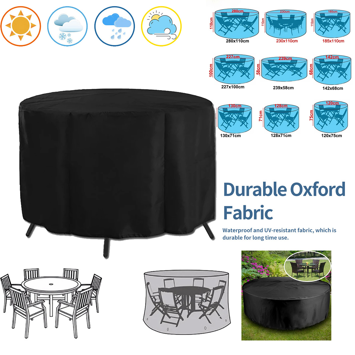 Outdoor Furniture Paint - Круглый чехол для садовой мебели, водонепроницаемый,
