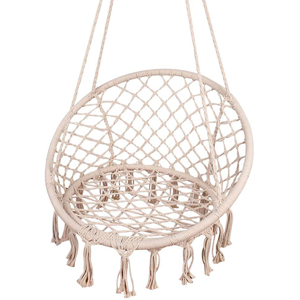 Garden Swing Chair - Белая подвесная хлопковая веревка, гамак макраме,